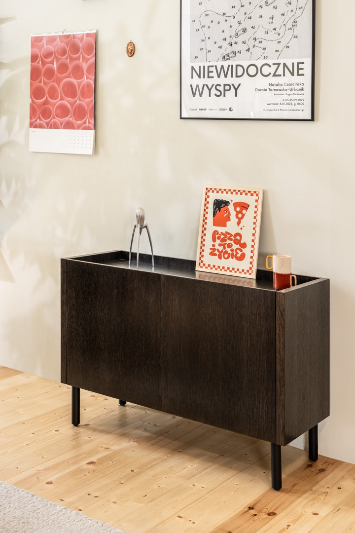 Loft Decora: chest of drawers, low cabinet with two kung doors designed by Pawlak & Stawarski