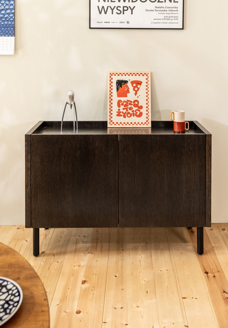 Loft Decora: chest of drawers, low cabinet with two kung doors designed by Pawlak & Stawarski